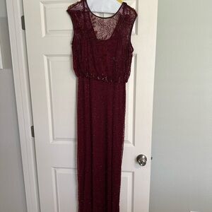 JS Collections Red Sequin Embellished Gown